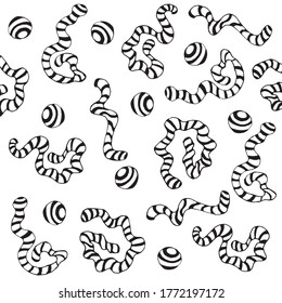 pattern seamless worms black and white stripes textile print illustration vector hand draw paper nature