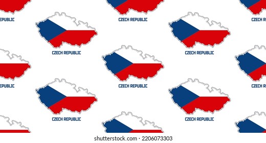 El patrón mapea perfectamente el país de la República Checa con los colores de la bandera de la República Checa .  Con la descripción del nombre del país "República Checa".