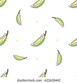 pattern seamless.thailand king of fruits DURIAN cartoon character. Oriental fruit with overpower odour and funny spikes design for organic farming or vegetarian nutrition theme