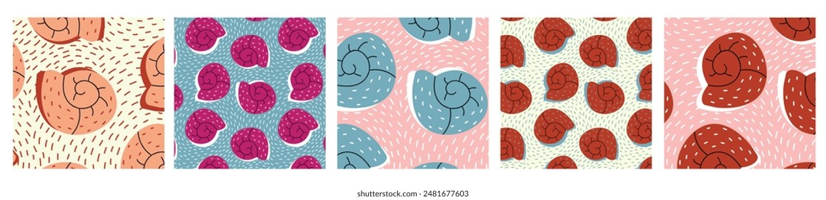 Pattern with seashells. Collection of summer patterns, design for fashion, fabric, textiles, wallpaper, packaging and all prints
