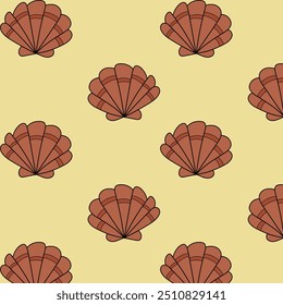 The pattern of seashells and mollusks