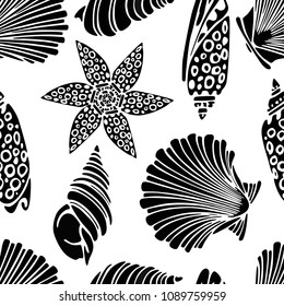 pattern of the seashells silhouettes
