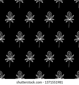 Pattern seeds with dots white lines on a black background vector illustration