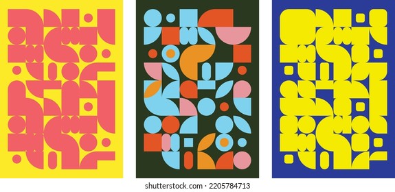 Pattern set bauhaus for background, geometrick vector background, circle vector, square vector, bauhaus background colorful, shape pattern