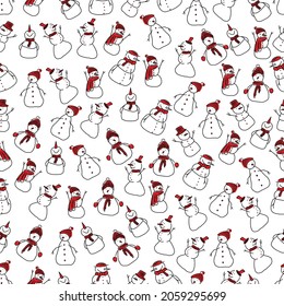 Pattern set collection of hand drawing Christmas snowman decoration