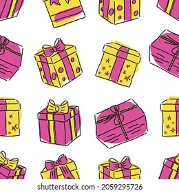 Pattern set collection of hand drawing Christmas giftbox decoration