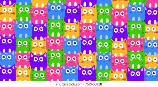 pattern from a set of colorful cats. vector illustration