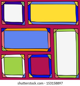 Pattern with a set of colorful frames.