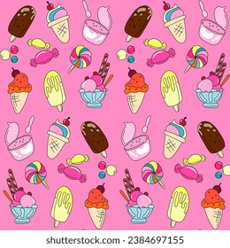 Pattern set of cute and sweets for printing