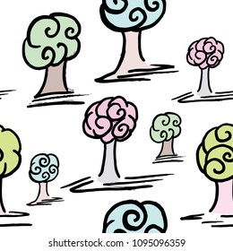 pattern with set of cute trees
