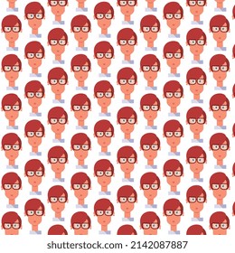 Pattern, set of female head characters in cartoon modern style, vector size, commercial use for web design.