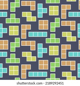 A Pattern From A Set Of Figures Of The Tetris Game. Tetris Color Pattern. Playing Tetris Background.