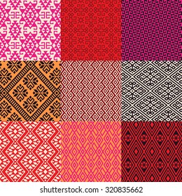 Pattern set of geometric motif in ethnic style