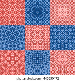 Pattern set of geometric motif of octagons