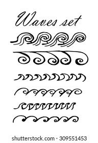 pattern set of graphical waves vector illustration