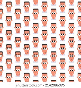 Pattern, set of icons, characters in cartoon modern style, heads, vector size, commercial use.