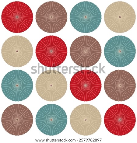 Pattern set with japanese chinese umbrellas decorative objects art design 