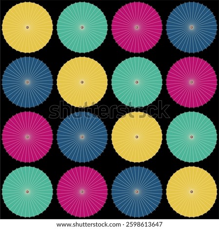 Pattern set with japanese chinese umbrellas decorative objects art design	
