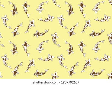 Pattern Set of koi fish. Cartoon Vector illustration