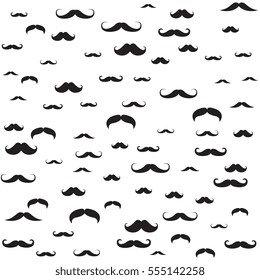 The pattern of a set of men's mustache in black on a white background.
