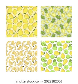 Patrón conjunto de pera banana, gran diseño para cualquier propósito. Fondo blanco aislado. Gráfico de arte moderno. Ilustración del vector abstracto.