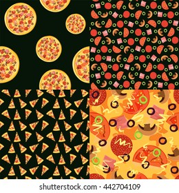 Pattern set. pizza seamless pattern. Food background. Vector illustration for your design