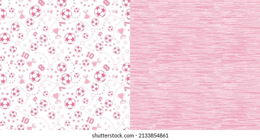 Pattern set Repeating Pink Soccer Print Heather Gray Fabric Texture Backgrounds