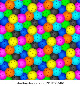 Pattern of seven pickleball balls - vector graphics