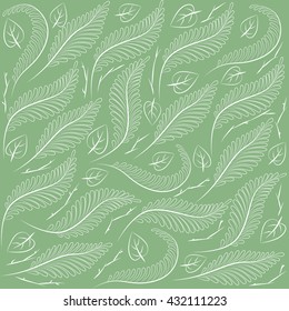 Pattern with several silhouette leaves