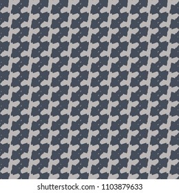 Pattern in shades of blue with zigzag ornament arranged on parallel rows. Textile print. Vector illustration.