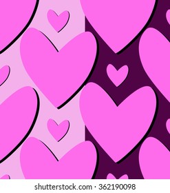  pattern with shadow hearts.Vector valentine illustration.