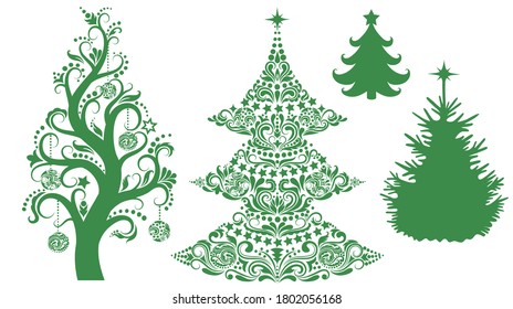 Pattern in a shape of a christmas tree on the white background.