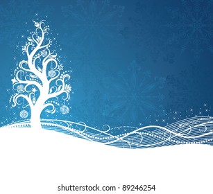 Pattern in a shape of a christmas tree on the blue background.