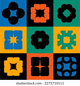 Pattern shape colorful geometric ethnics, universal element clip art textile frabric template illustration vector graphic set bundle