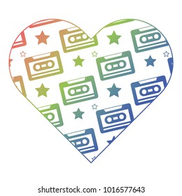 pattern shape heart with cassettes recorder tape