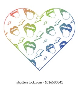 pattern shape heart with mouth tongue out rock and roll