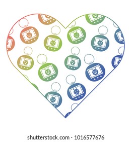 pattern shape heart with tamagotchi game