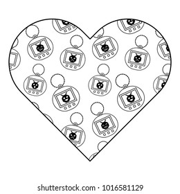 pattern shape heart with toy vintage tamagotchi
