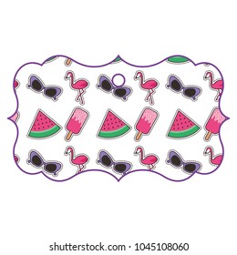 pattern shape label with patches retro fashion
