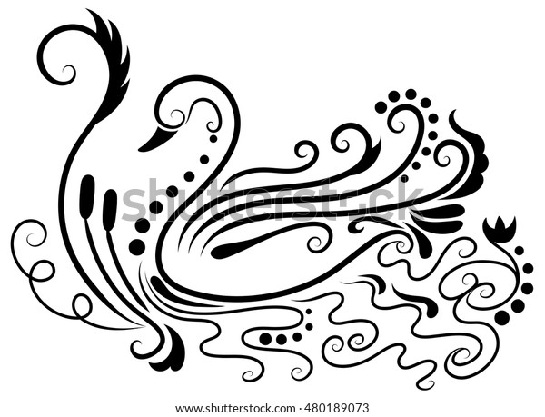 Pattern Shape Swan Isolated On White Stock Vector (Royalty Free ...