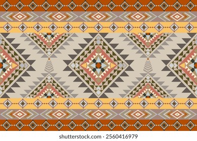 pattern with shapes. Colorful Geometric Pattern with Triangles and Diamonds in Earth Tones. Geometric Ethnic pattern, Native American tribal fabric, tile, Carpet, vector, illustration design