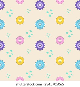 Pattern shapes multicolored on cream background for wallpaper, fabric, clothing,backdrop,texture, wrapping paper, notebook cover ,curtain,pillow case and stationary.