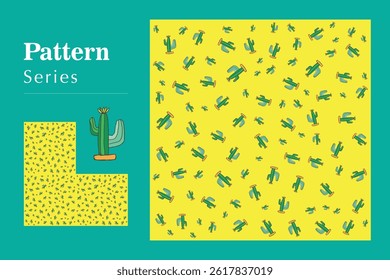 Pattern shapes vector ilustration series cactus succulent cute