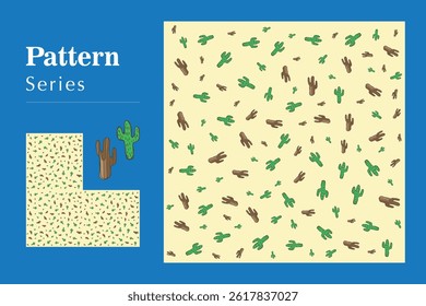 Pattern shapes vector ilustration series cactus succulent cute