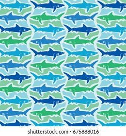 Pattern shark illustration, all over print, typography, tee shirt graphics, vectors