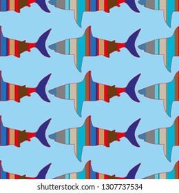 Pattern shark on a blue background