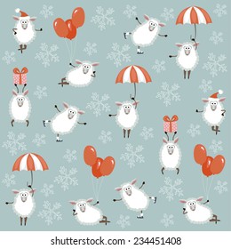 pattern with sheep - illustration
