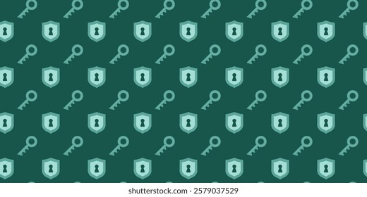 Pattern of shields and keys representing security and protection concepts for digital safety