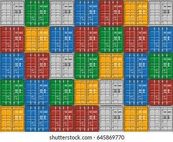 Pattern Shipping Cargo Container For Logistics And Transportation Vector