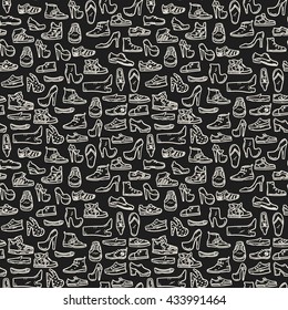 Pattern with shoes in doodle style